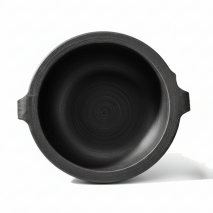 Handmade Clay Curry Pot - Uruli Type| Curry pot with handle | Earthern Kadai for cooking| Seasoned | Black